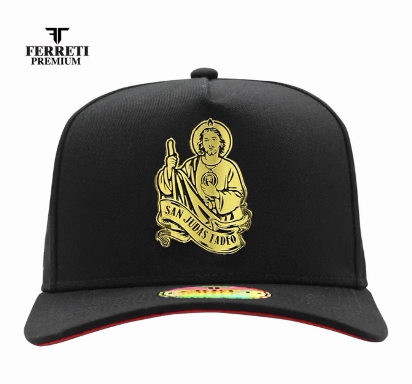 Ferreti Snapback Adjustable Hat San Judas Tadeo Black Red Men One Size