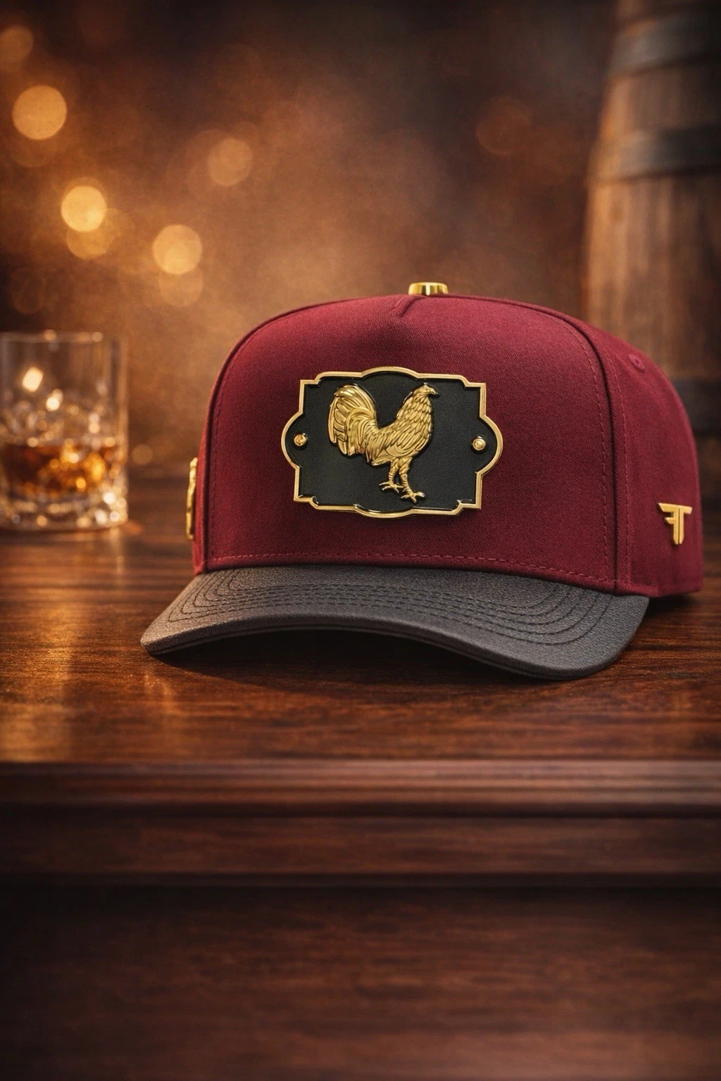 Ferreti Hats Snapback Adjustable Hat Burgundy Rooster Men One Size