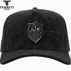 Ferreti Hats Snapback Adjustable Hat Black Spider Web Metal Pin Men One Size